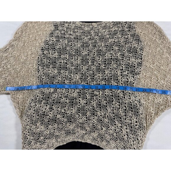 Boho Metallic Crochet Knit Tunic Top M/L Layer Gold Black Chiffon Hem Dark Fairy - Picture 8 of 16